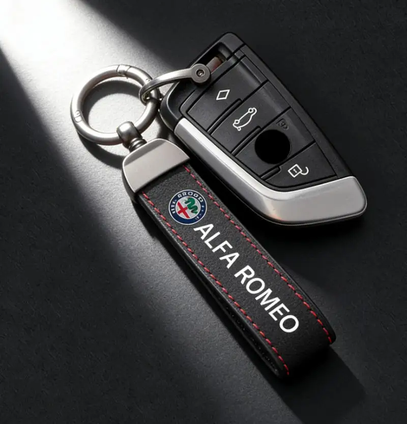 Wildleder-Schlüsselanhänger, Sportwagen-Schlüsselanhänger, individuelles Auto-Emblem, Geschenk mit für Alfa Romeo 159 156 147 Mito Giulia Giulietta Tonale Stelvio