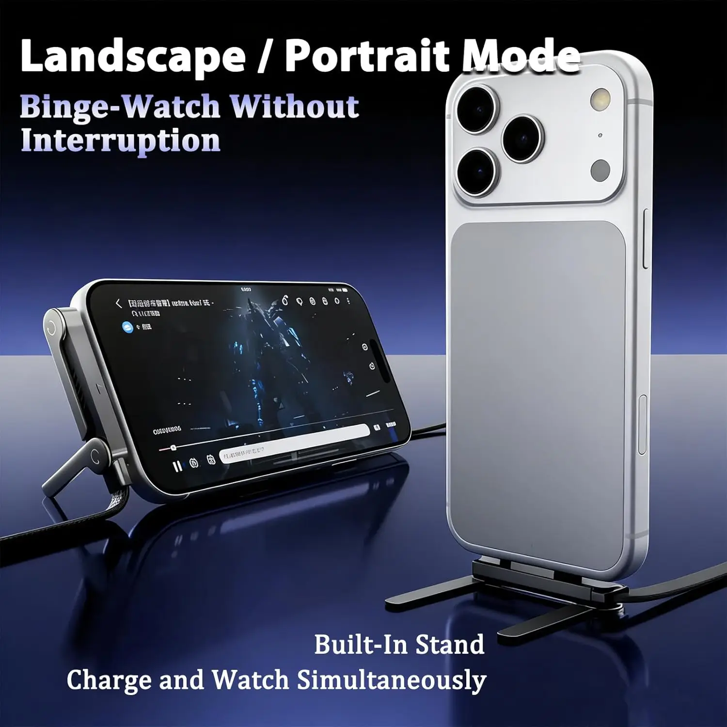 240W Quick Charging Wire with Folding Phone Stands USB A Type C  Holder Charger Cables for IPhone 17 16 15 Samsung S26 Xiaomi