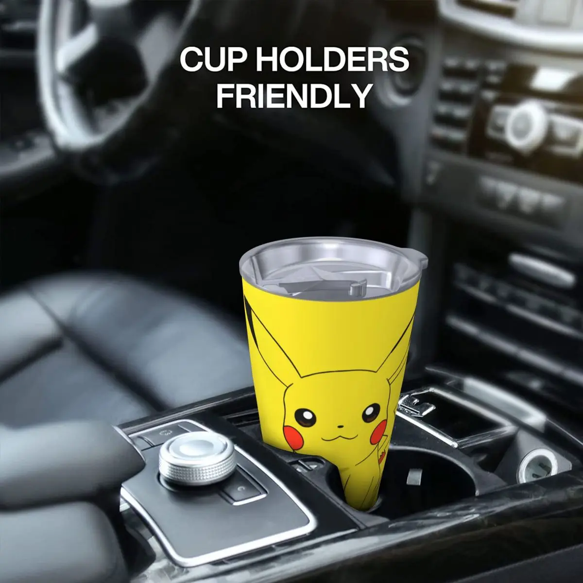 Pikachu Pokemoned Japón Anime Vaso aislado con pajitas Taza térmica de acero inoxidable Oficina Hogar Taza de bebidas frías calientes, 20 oz