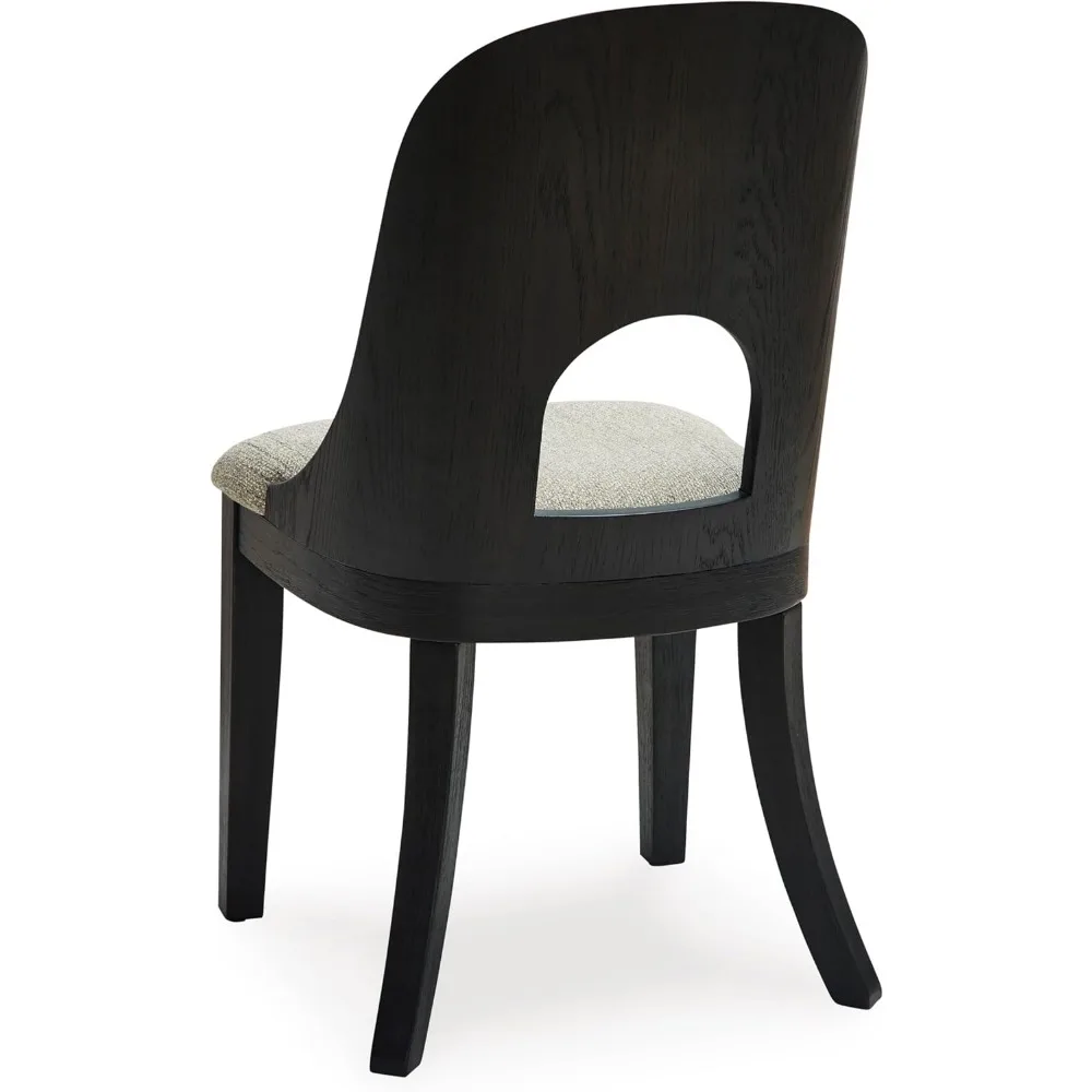 كراسي Ashley Rowanbeck الحديثة المتعرجة بدون ذراع، زوج باللون الأسود والرمادي الفاتح لتناول الطعام