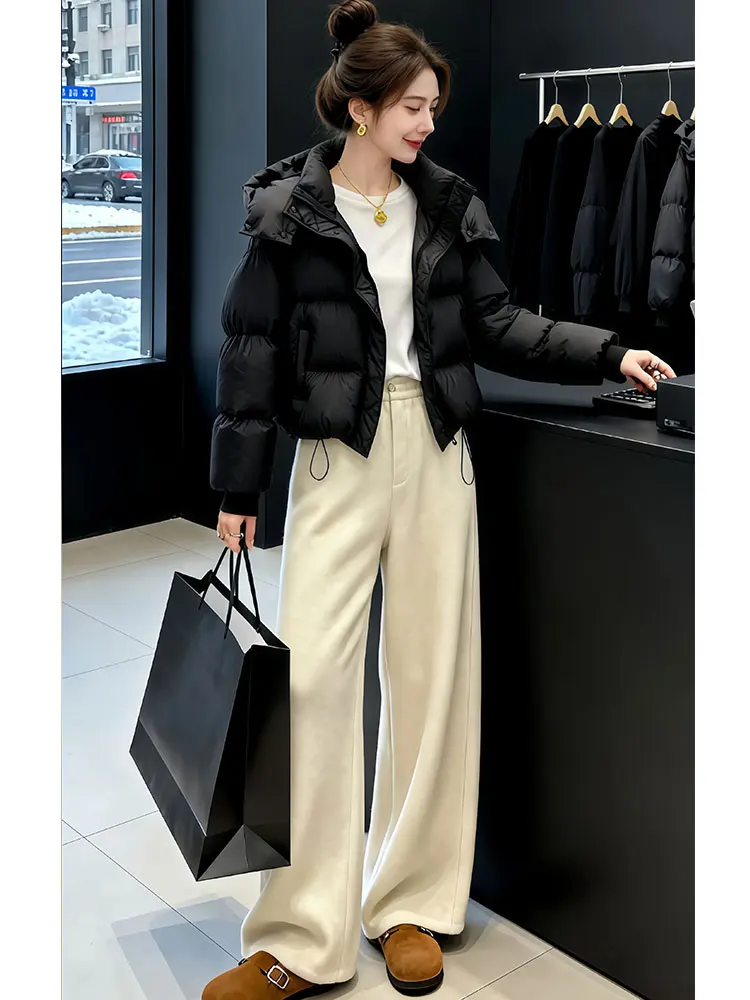 

Women's down Cotton Jaet ort 2026 Winter New Korean Loose Thi Warm Small Bread Sle Outerwear Coat Puffy Coat