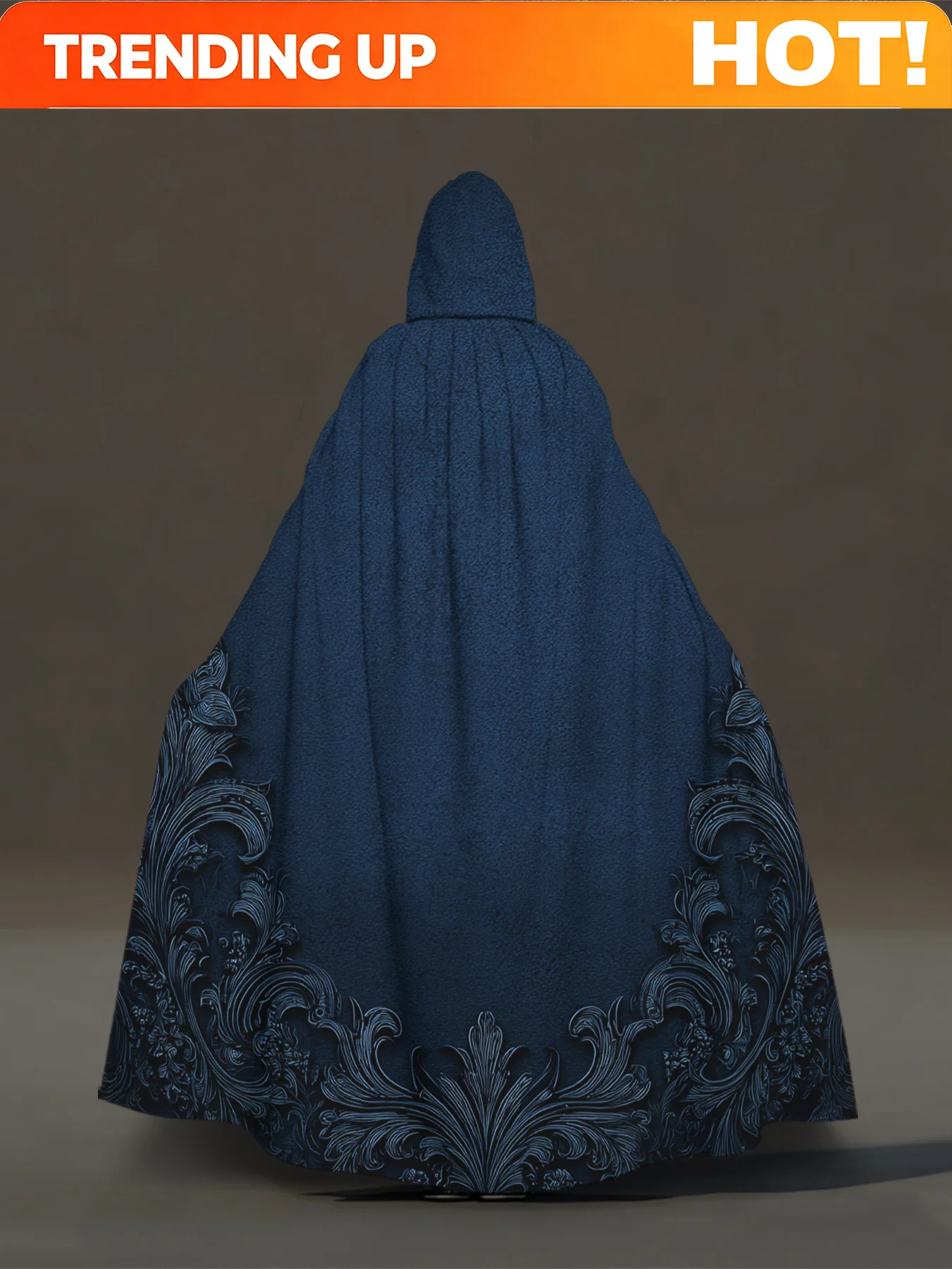 Customization 1pc 1pcs Retro Full-Body Dark Floral Hooded Robe - Hooded Cloak Suitable For Cosplay, Renaissance Fairs, Medieval