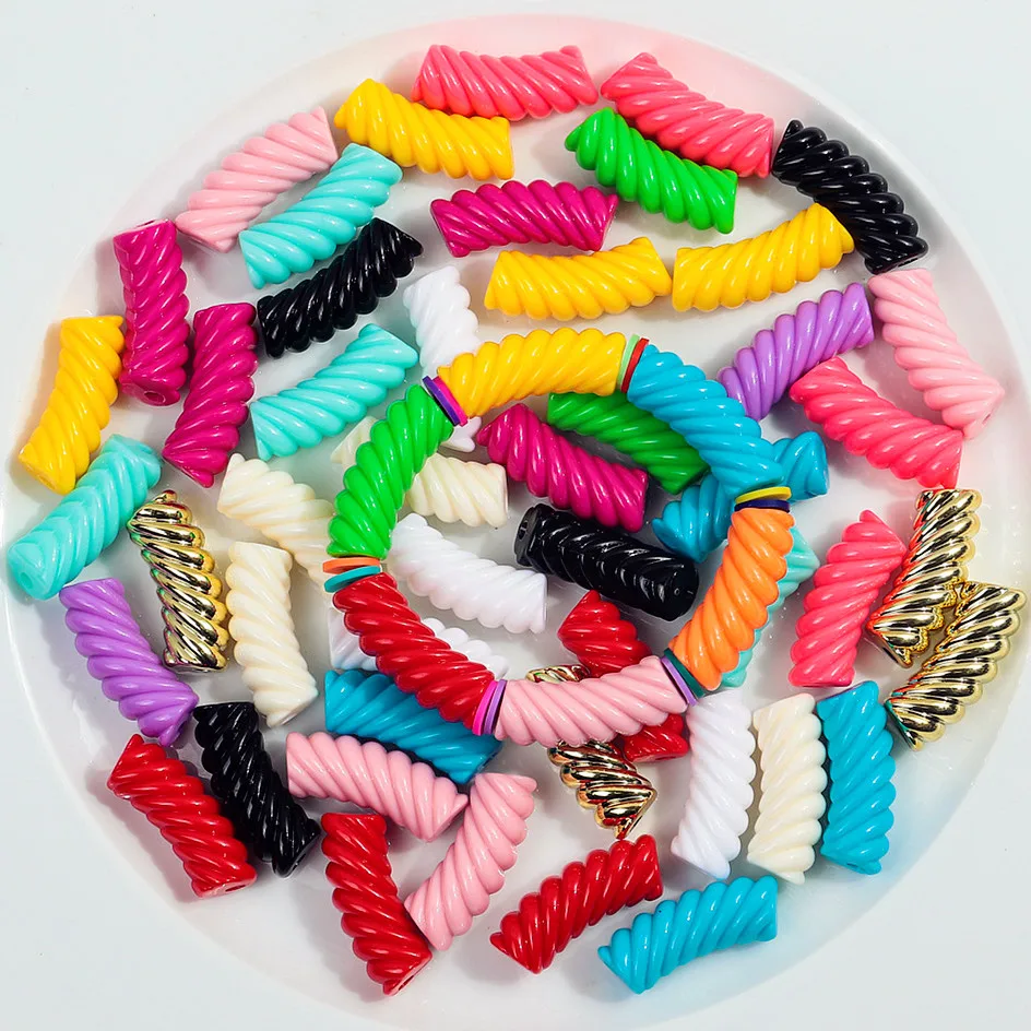 10pcs 12mm Acrylic Twisted Curved Tube Beads Bamboo Bent Pipe Bead for Bracelet Necklace Earings Making DIY Jewelry Accessories