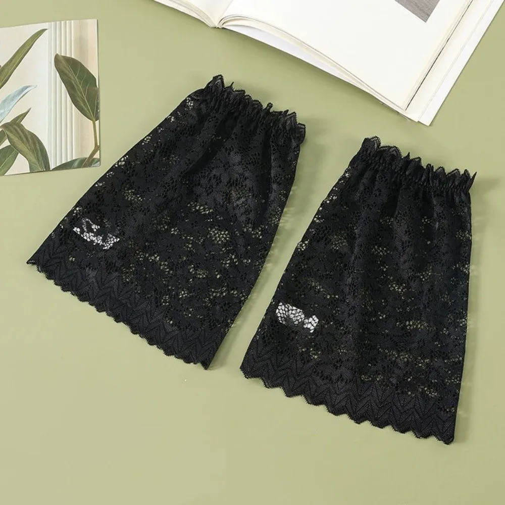 New Soft Lace Sleeves Elastic Wrist Solid Color Decorative Cuffs Breathable Mesh Bell Sleeves for Casual Outfits