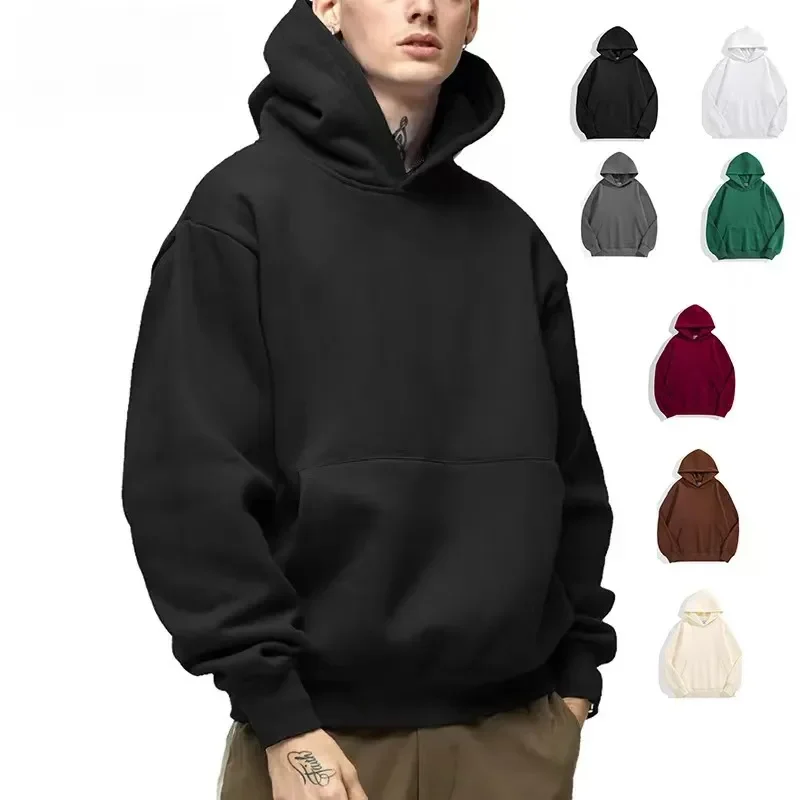 Sudaderas con capucha informales con cuello y cordón para hombre, camisas de manga larga, ropa de calle para exteriores, jersey ligero de Color sólido