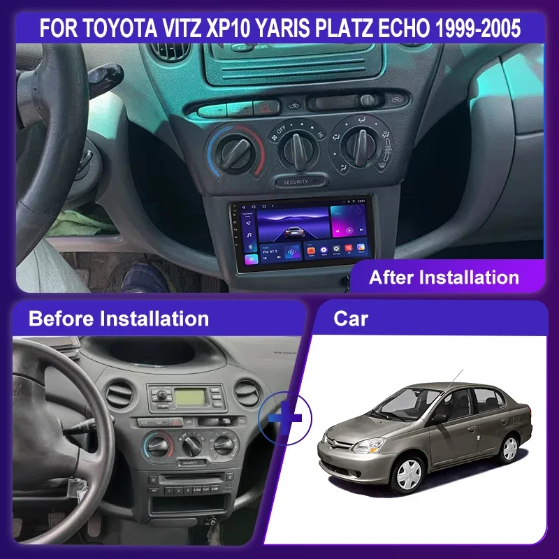 Android 13 Car Radio For Toyota Vitz XP10 Yaris Platz Echo 1999-2005 Multimedia Video Player Navigation GPS 4G Carplay Autoradio