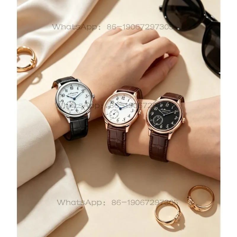 Retro Manual Winding Wristwatch Off‑Set Dial 7‑O'clock Small Second Blued Hands Long Power Mechanical Watch for Men