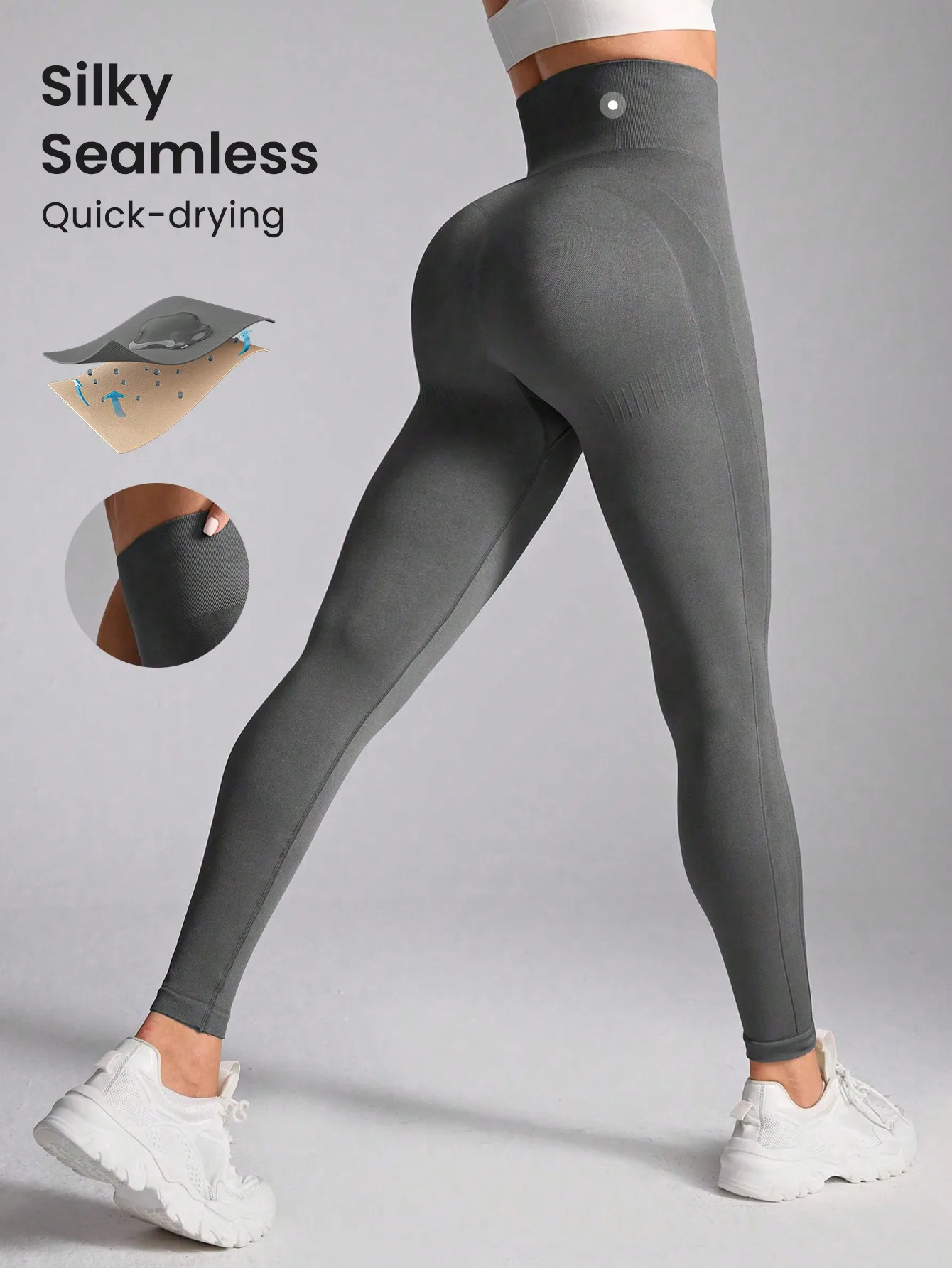 Women's High-Waist Seamless Yoga Leggings, Stretchy Compression Tummy Control Workout Pants, Quick-Dry Athletic Tights with Wide