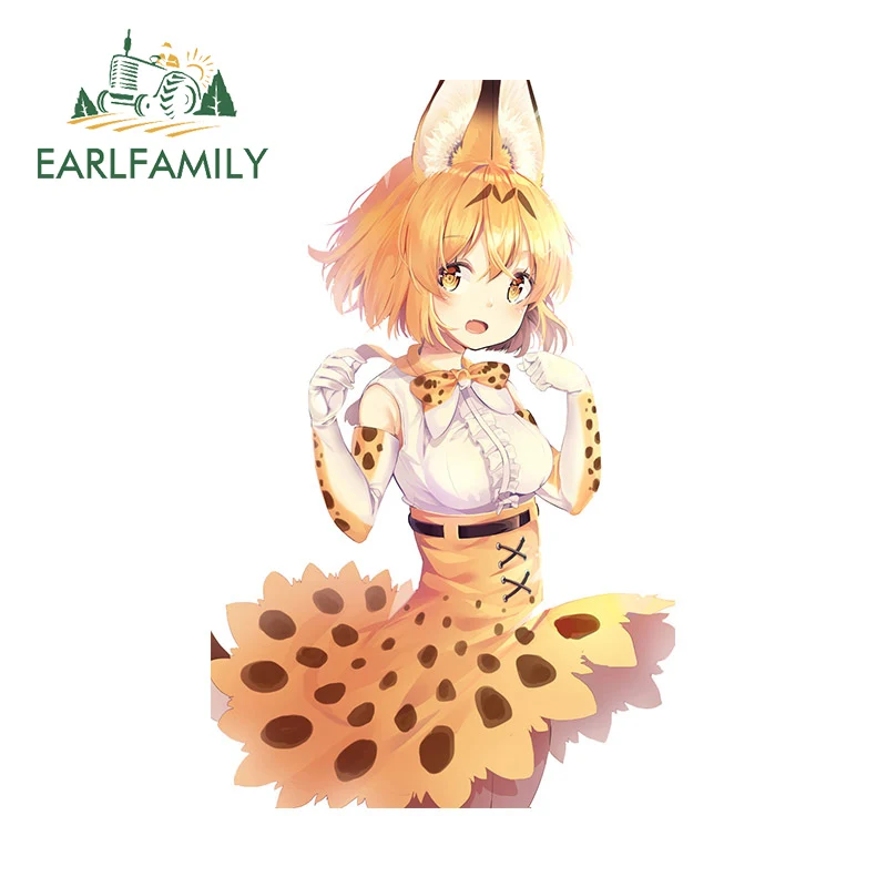 EARLFAMILY Kemono Cute Girl Car Stickers Air Conditioner Waterproof Rearview Decal Vinyl Car Wrap Creative Sunscreen Decoration