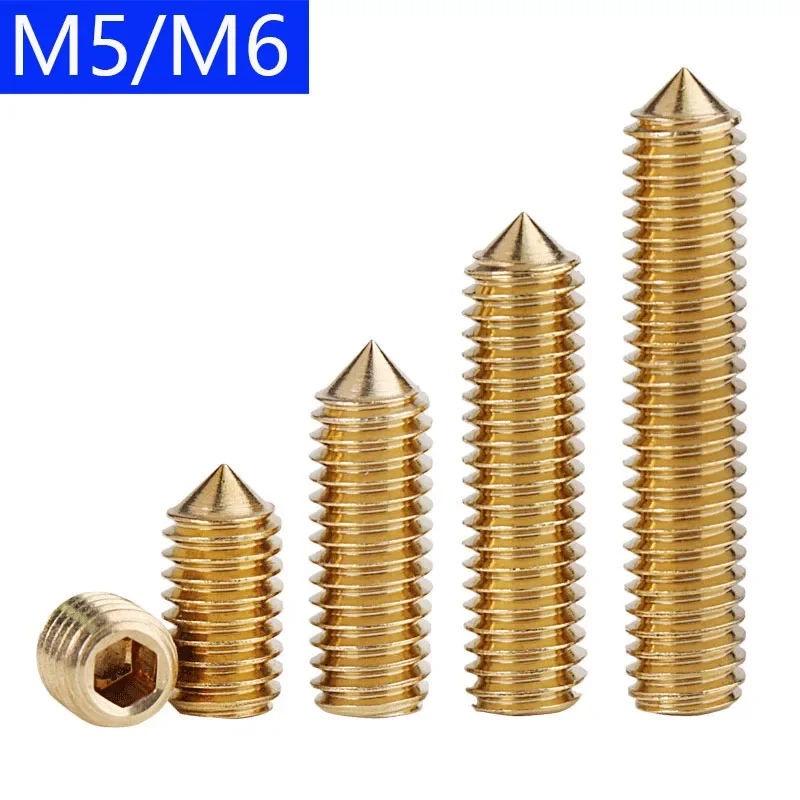 

M5 M6 Solid Brass Grub Screws Cone Point Allen Hex Socket Set Screws Socket Bolts DIN 914