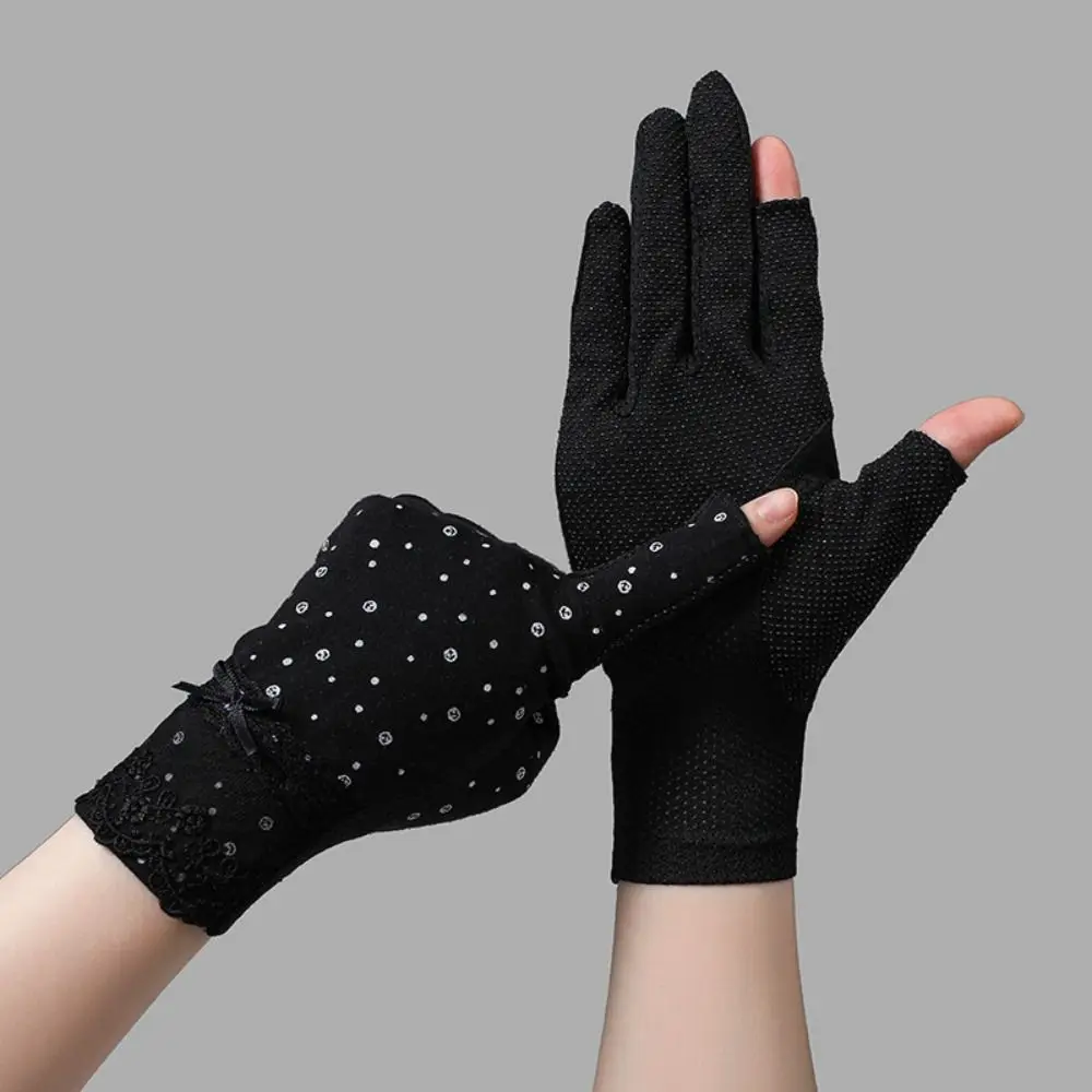 Women Sunscreen Gloves Female Summer Spring Sun Protection Gloves Cycling Driving Running Thin Elastic Anti-UV Mittens