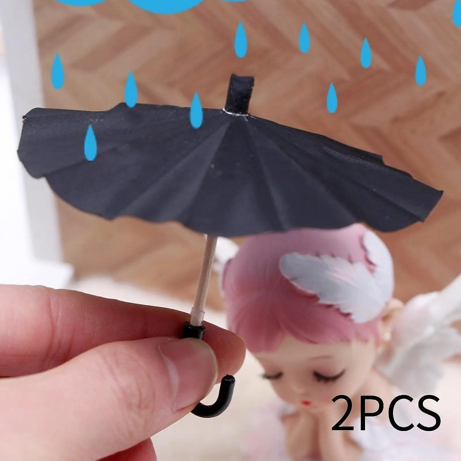 2 Pieces 1:12 Scale Doll House Umbrellas for Dollhouse Ornaments Bedroom