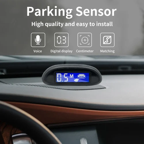 Imagen 2 del producto Sensor de estacionamiento Hippcron para coche con Monitor LED inverso Parktronic automático, sistema de detección de Radar de 4 sensores, pantalla de retroiluminación