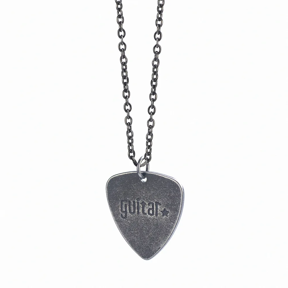 Stainless Steel Vintage Guitar Pick Necklace Pendant Jewelry ROCK MEN Street Dance Gift