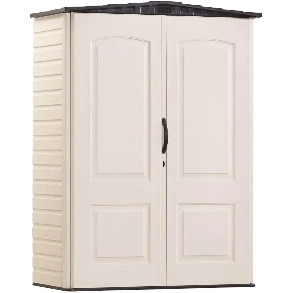 

Free shipping Rubbermaid Large Vertical Resin Outdoor Storage Shed With Floor (6.2 x 4.6 Ft), Weather Resistant, Beige/Brown