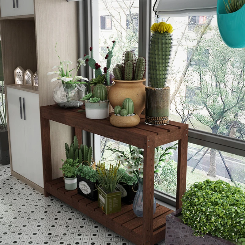 Balcony storage rack, floor to floor flower rack, floor to floor flower rack, indoor minimalist flower rack, solid wood