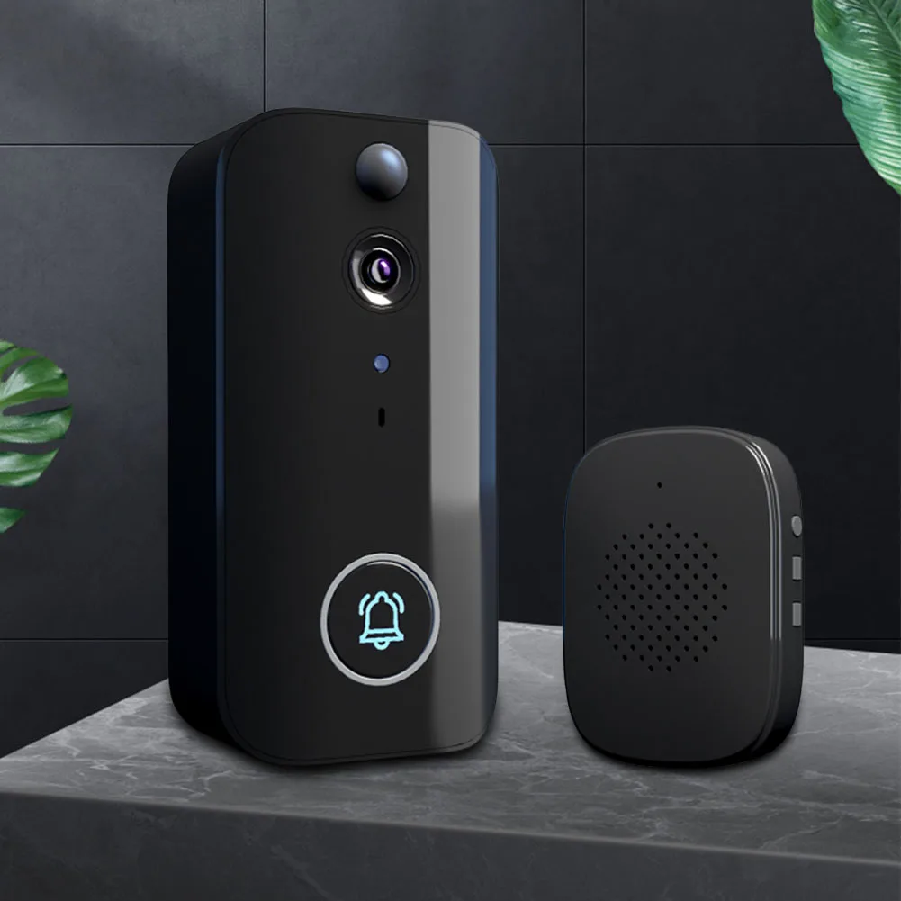 واي فاي اللاسلكية جرس باب يتضمن شاشة عرض فيديو الأشعة تحت الحمراء للرؤية الليلية جرس الباب الذكي كاشف حركة جرس الباب البصري لنظام إنذار أمان المنزل