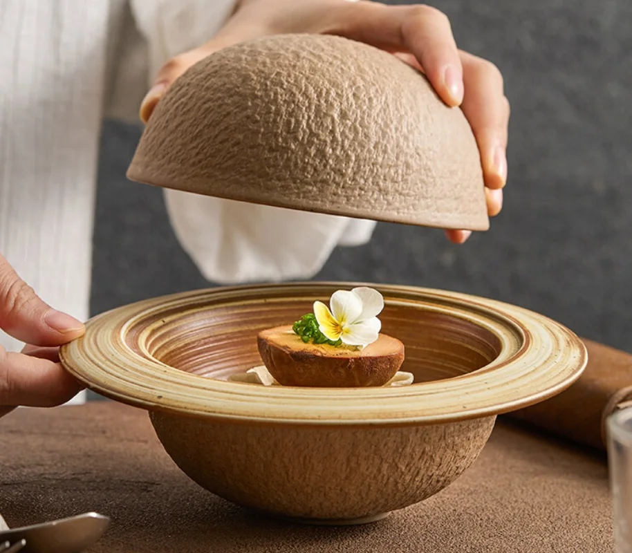 

Набор винтажных тарелок/керамическая столовая посуда с дизайном Юпитера/набор тарелок для глубокого супа для дома/креативные тарелки для шляп для отеля Ki