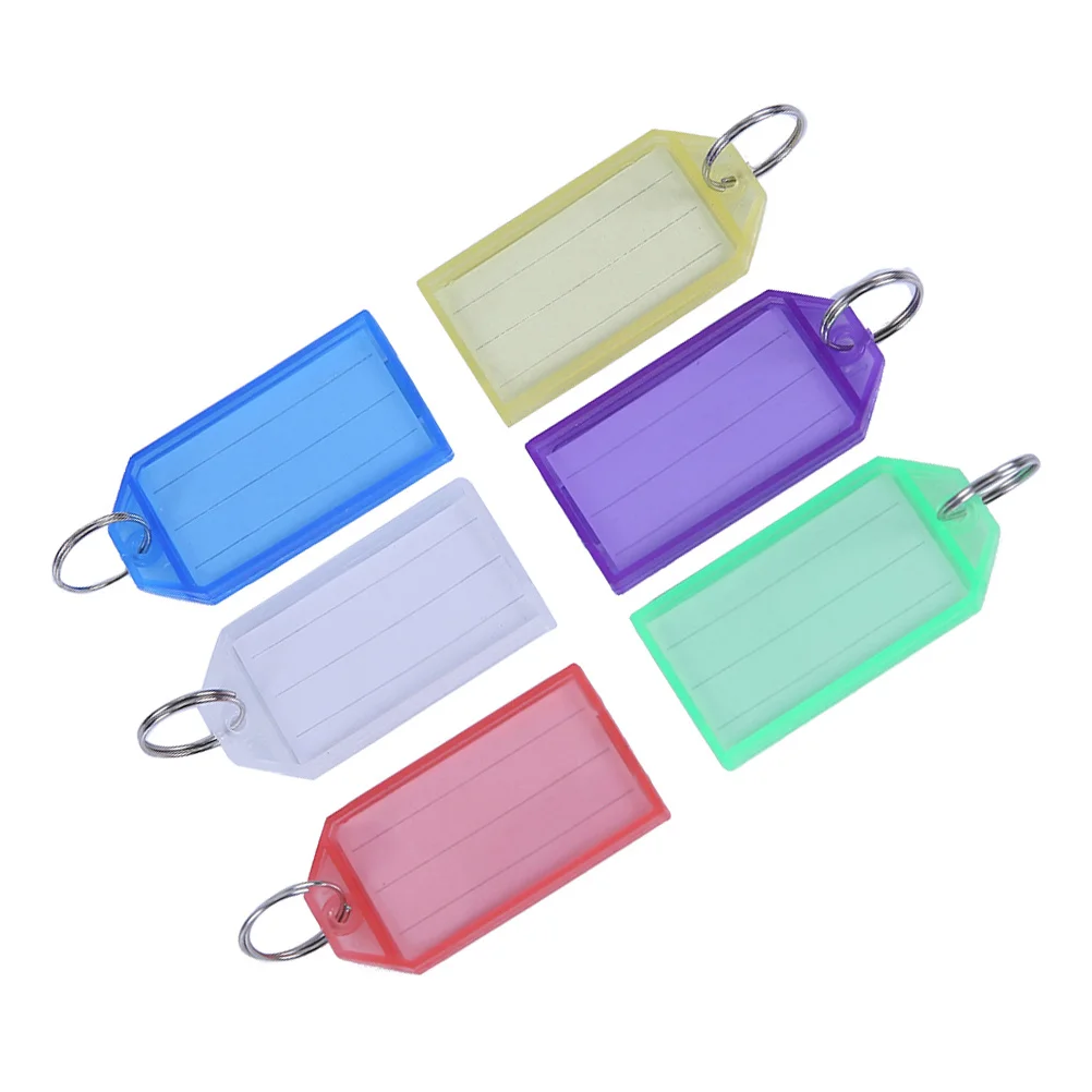 

60pcs Multicolor Plastic Key Fobs Luggage ID Tags Labels with Key Rings (Red + Yellow + Sky Blue + Green + White + Purple, 10 fo