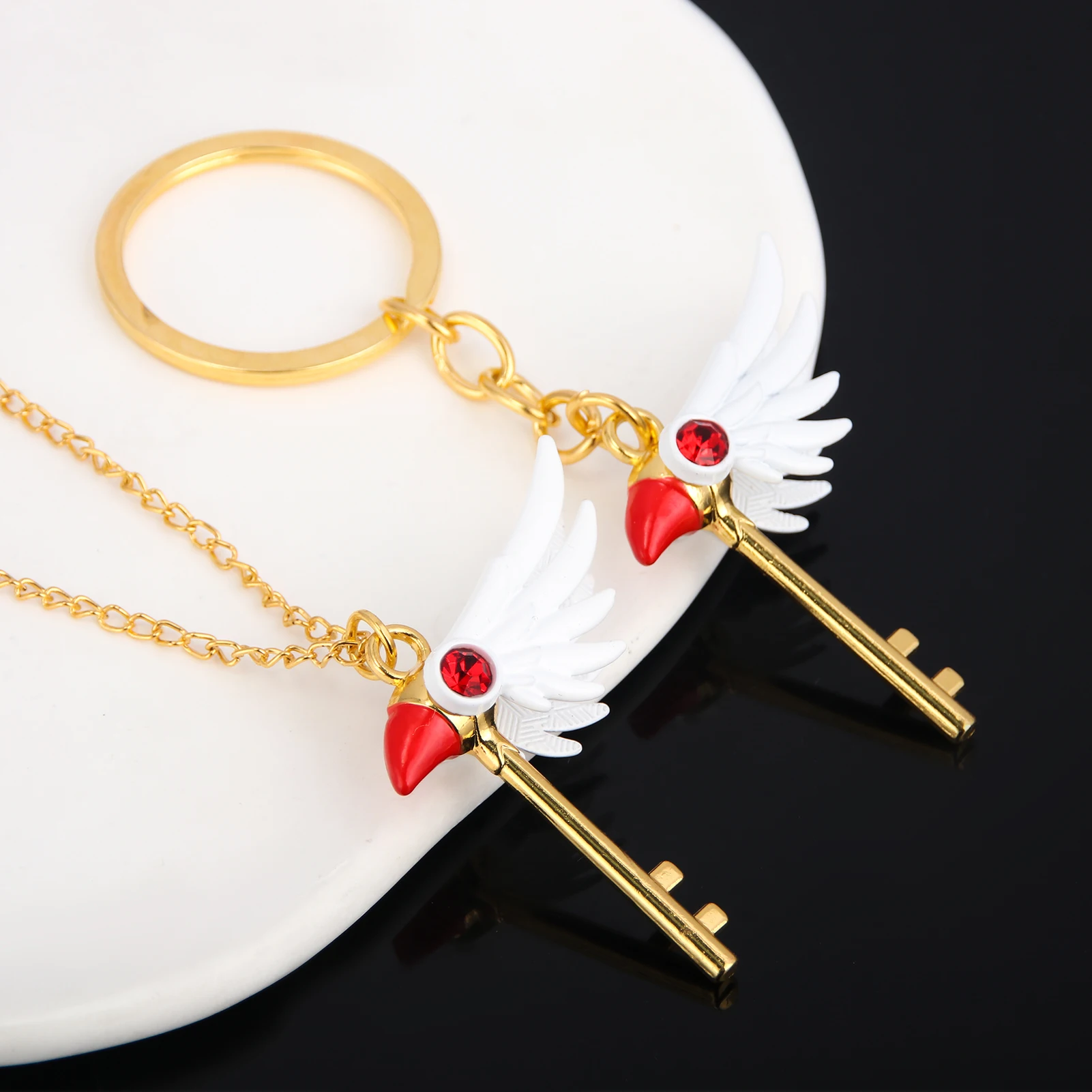 Cartoon Anime Card Captor Clown Card Keychain Cosplay KINOMOTO SAKURA Key Chain For Women Men Cosplay Props Jewelry
