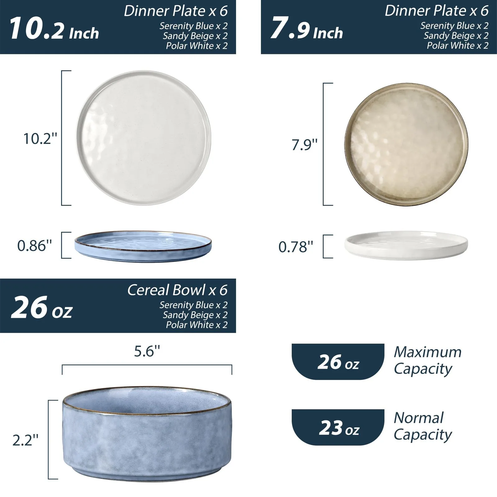 مجموعة أدوات مائدة سيراميك مكونة من 18 قطعة مجموعة أواني طعام مكونة من 6 قطع تتضمن أطباق وأطباق وأدوات مائدة من السيراميك الحجري المتين مثالية لـ #3