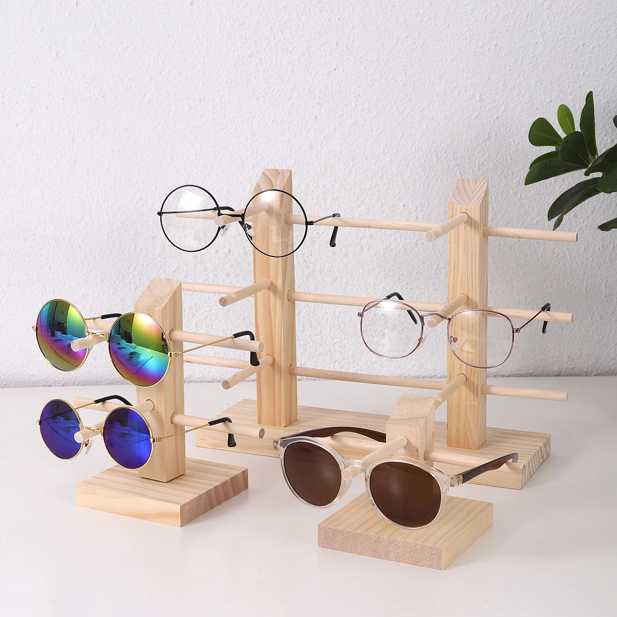 Multi Layers Wood Sunglass Display Racks Shelf Eyeglasses Show Stand Jewelry Holder For Multi Pairs Glasses Showcase Women