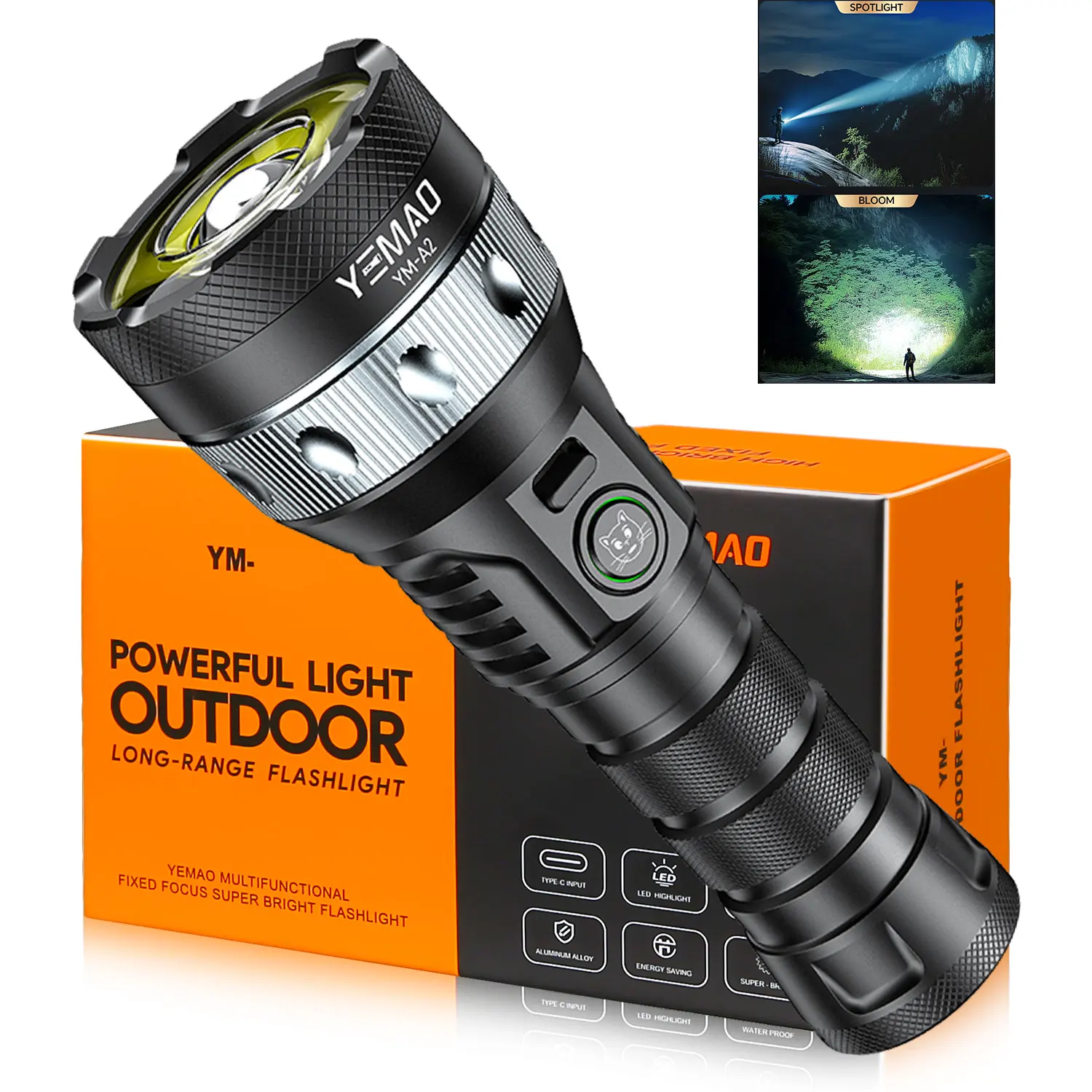 

Ultra Powerful Flashlight 5000lumens White Laser COB Flashlights,21700 Rechargeable Zoomable Torch, Quick Switch & Magnetic Tail