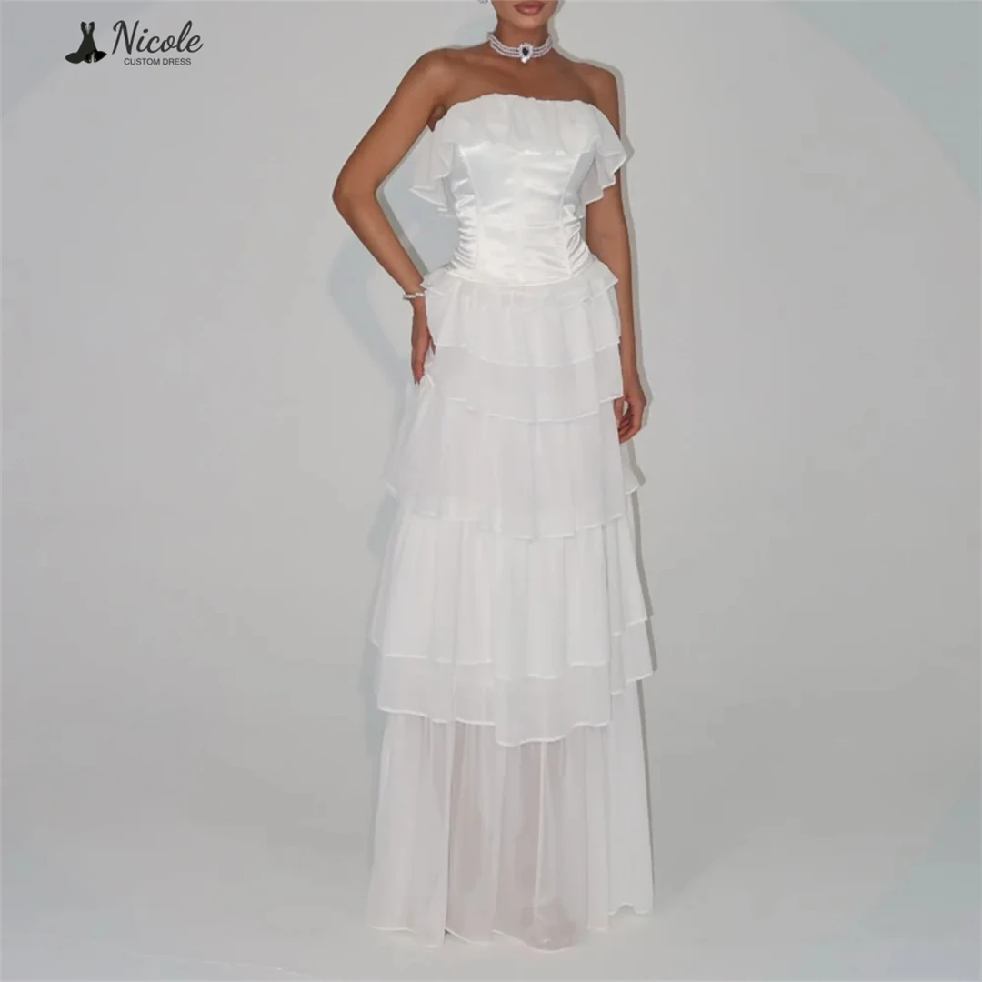 

Nicole Evening Dresses Woman Elegant Luxury Prom Dresses 2025 Custom Made Women Evening Dress Line A Chiffon Layered Formula