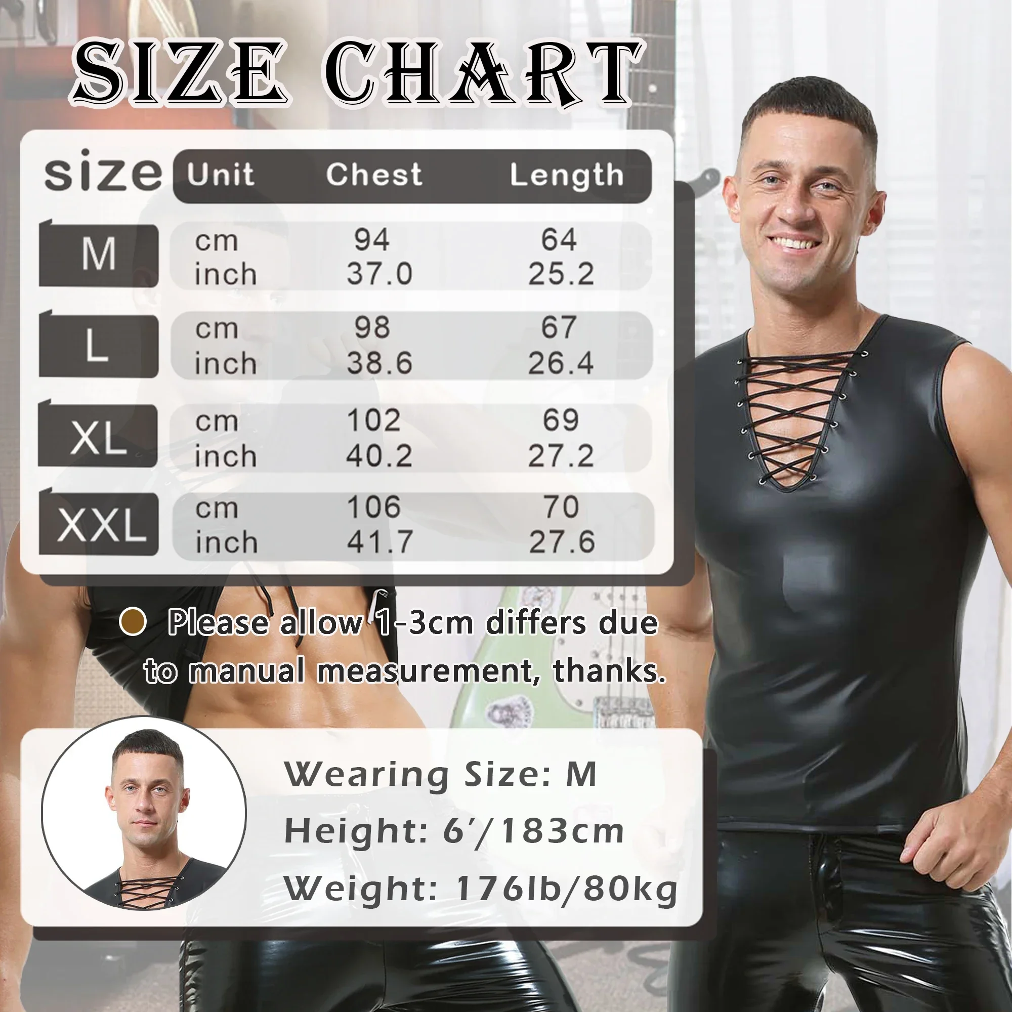 Sexy Men's Faux Leather Tank Top Vest Soft Bandage Hollow Out Leather T-Shirts Sleeveless Male Shaping Skinny Muscle Vest Sexi