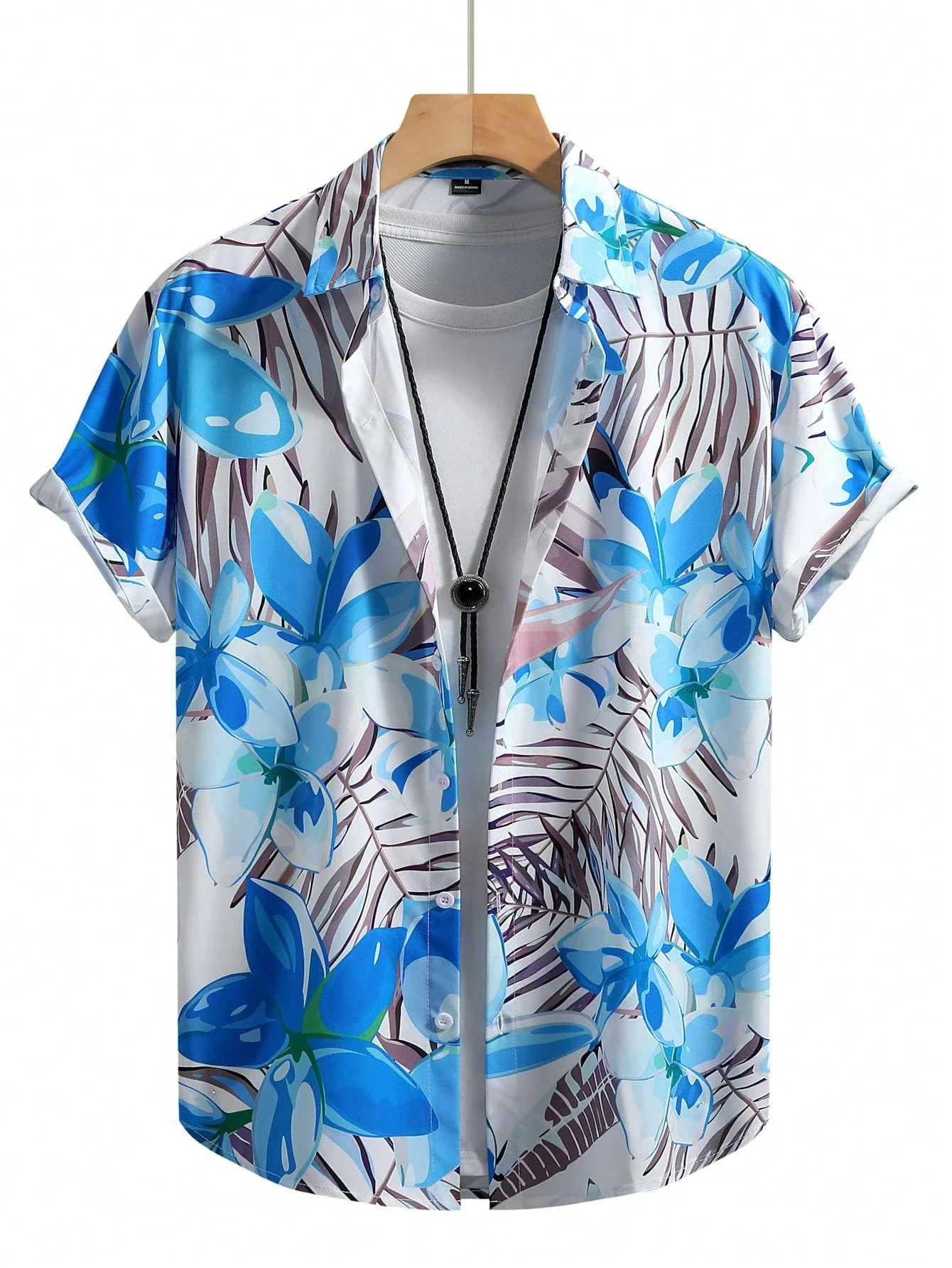 Hawaiian Tropical Plants Pattern 3D Printed Mens Shirt Summer Casual Printed Short Sleeve Beach Loose Outdoor Top Men's Clothing