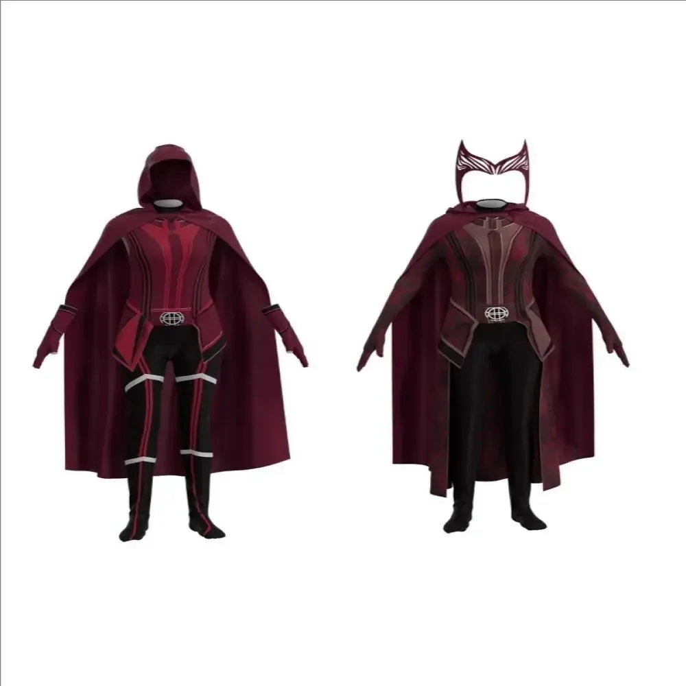 القرمزي تأثيري الساحرة ماكسيموف واندا فيجن تأثيري حلي أغطية الرأس عباءة وسراويل مجموعة كاملة الزي اكسسوارات الهالوين