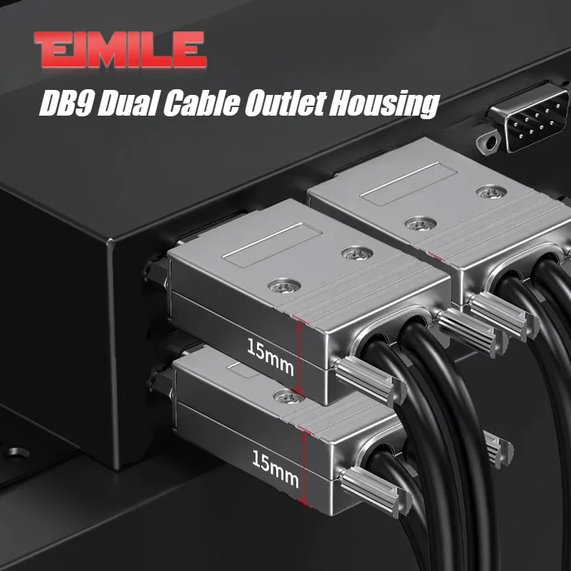 Industrial-grade DB9 Double Hole Outlet Connector Ultra-thin Metal Shell Serial Connectors RS232 485 9 Pin Male Female Adapter