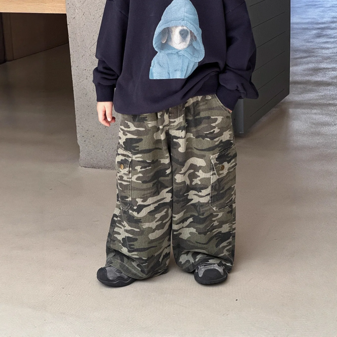 

Children's Pants Retro Camouflage Overalls 2025 Autumn New Casual Loose Multi-pocket Straight-leg Pants