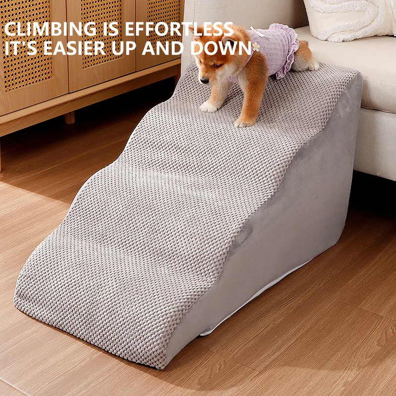 خطوات الكلاب للجراء، منحدر سلالم الكلاب الاختياري متعدد المستويات للسرير، خطوات الحيوانات الأليفة غير القابلة للانزلاق، سلم سرير أريكة قابل للإزالة والغسل