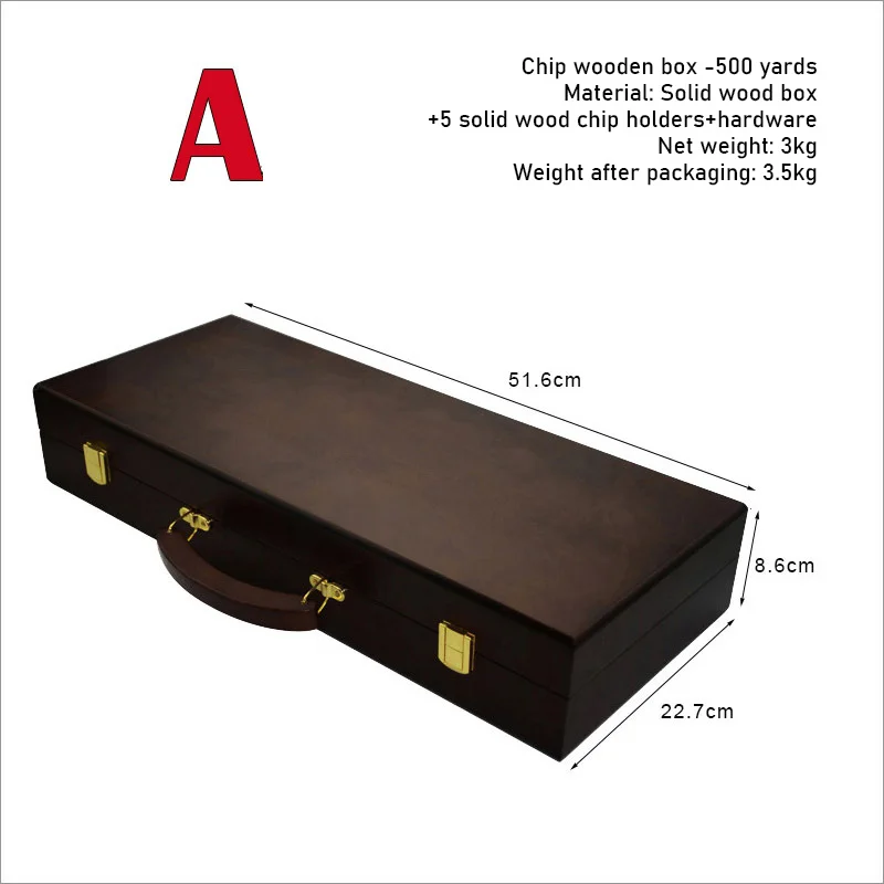 Caja de fichas de madera 2024, caja de madera de fichas Texas Hold'em, caja de fichas de madera maciza para club de alta gama adecuada para fichas de 4cm de diámetro