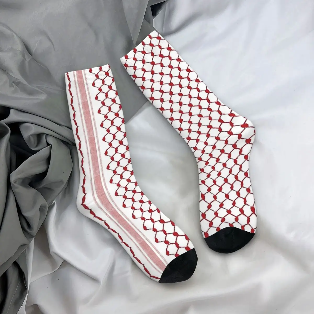 Palestine Arabic Traditional Keffiyeh Red Design Stockings Female Socks Warm Soft Novelty Socks Spring Climbing Non Slip Socks