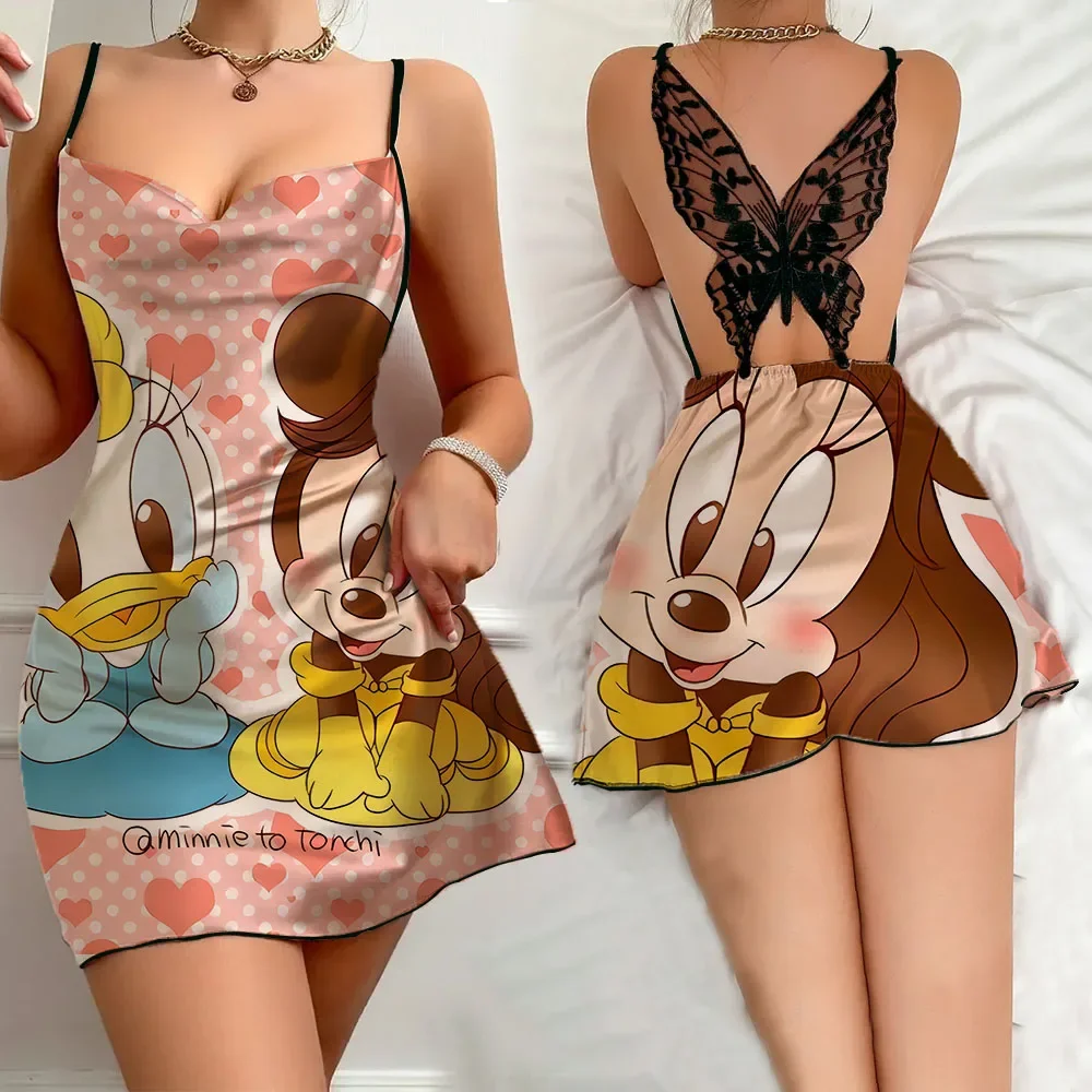 

Cartoon Pattern Female Pajamas Summer Sleevesless Sleepwear for Women Sexy Women Sleepwear One Piece Dress Top Seller Women's Pa