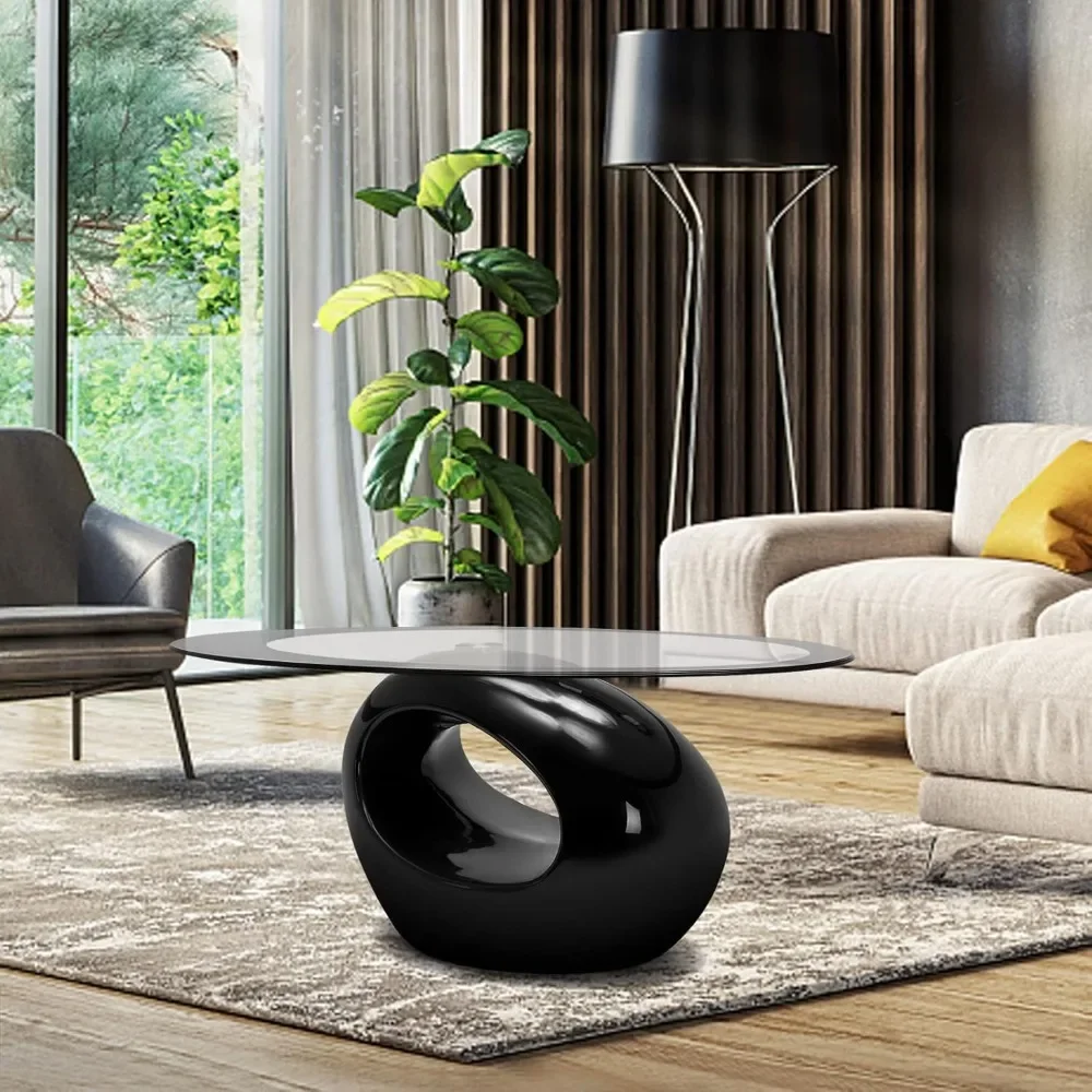 

Nordic Glass Coffee Table With High Gloss Designer Sitting Room Hollow Base Tempered Glass Side Table Living Room Center Table