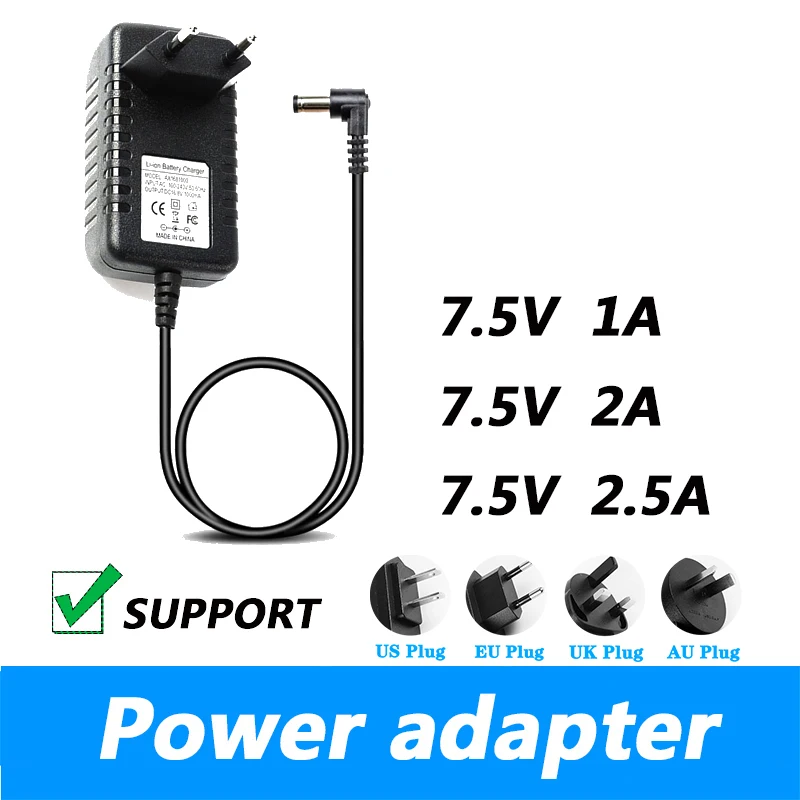 7.5V 1A 2A 2.5A Portable Printer Flashlight Power Charger DC 3.5*1.35MM Charger