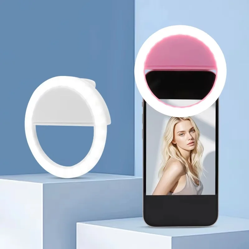 Anillo de luz LED portátil recargable por USB para selfies, luz de relleno para selfies, lámpara de anillo para transmisiones en vivo con teléfono móvil, para iPhone