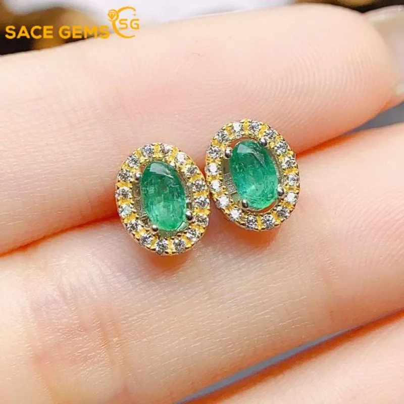 

SACE GEMS модные ювелирные серьги для женщин стерлингового серебра 925 пробы 3*5 мм серьги-гвоздики с натуральным изумрудом для свадебной вечеринки ювелирные украшения