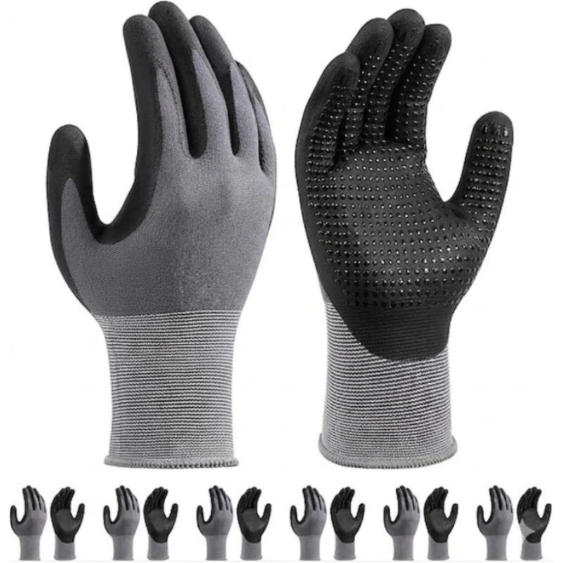 MicroFoam Nitrile Coated Work Gloves Durable Seamless Knit Nylon Safety Gloves with Enhanced Grip for Men Auto Mechanic Assembly