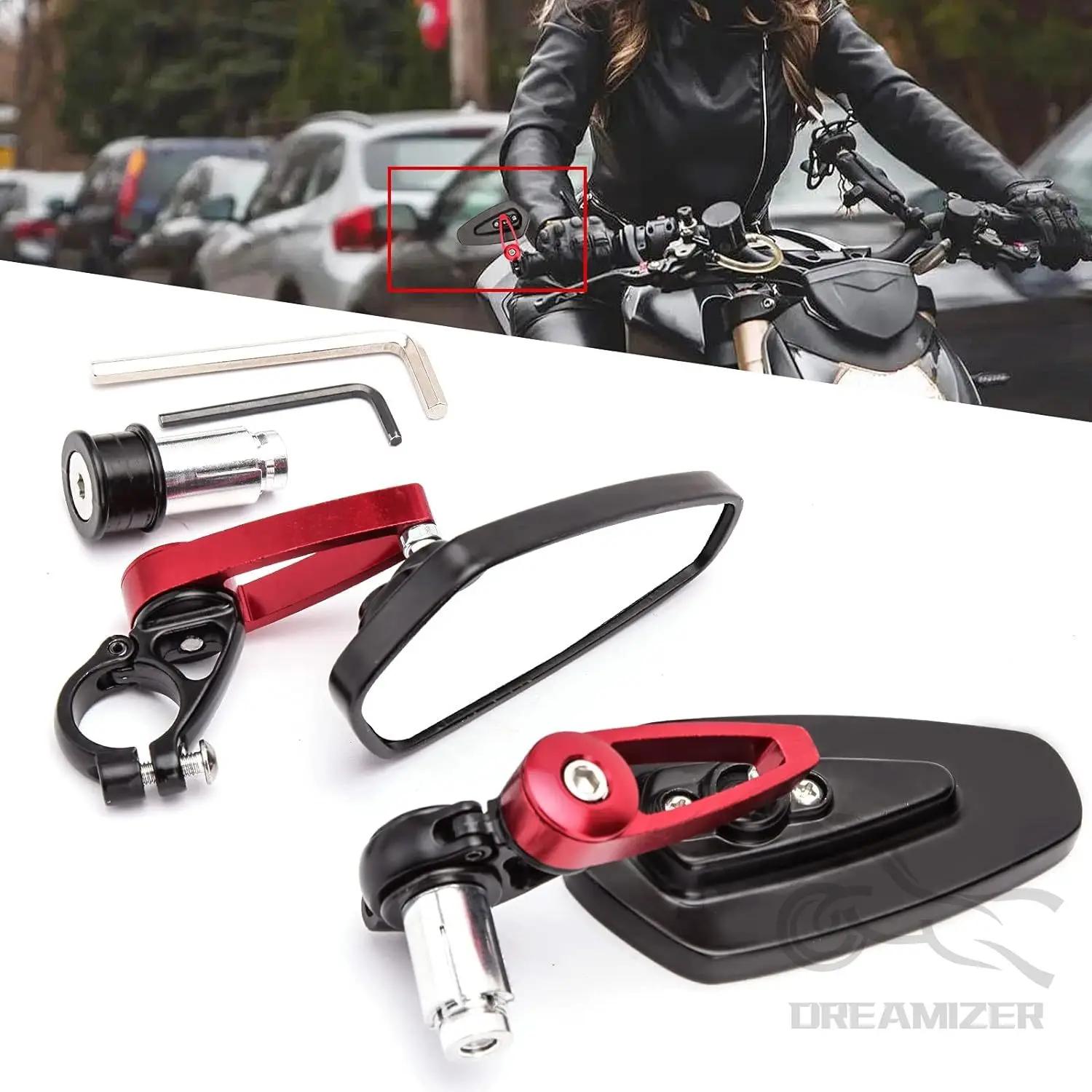 

2Pcs Motorcycle Mirrors Fits for 7/8" 22mm Bar End Side Rearview Mirror Universal Motorbike Bike Handlebar Rear View Mirrors