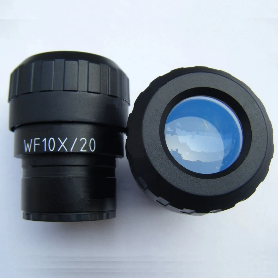 10X 20mm Binocular Stereo Microscope Eyepiece Wide Field Cocular Adjustable Visibility Eye Glass Ocular Lens 30mm Mount for Lab