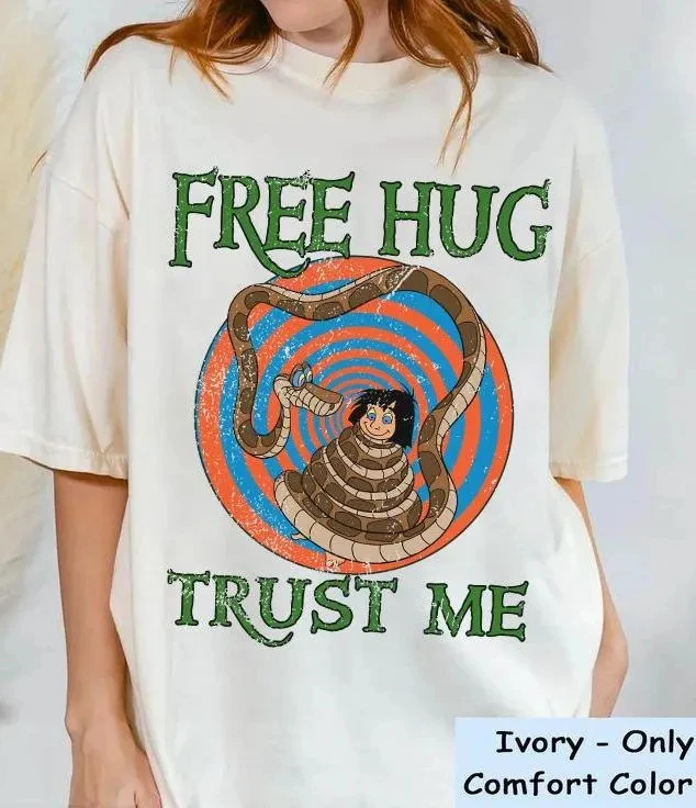 Camiseta vintage divertida del libro de la selva de Disney Mowgli y Kaa "Trust Me", camisetas familiares de Disneyland, Reino Mágico, viaje del Reino Animal