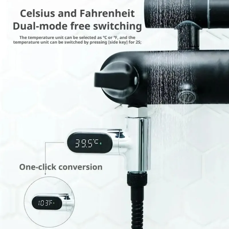 

Светодиодный цифровой термометр для душа с умным датчиком для бассейна, спа и гидромассажной ванны, высокоточный светодиодный термометр для душа