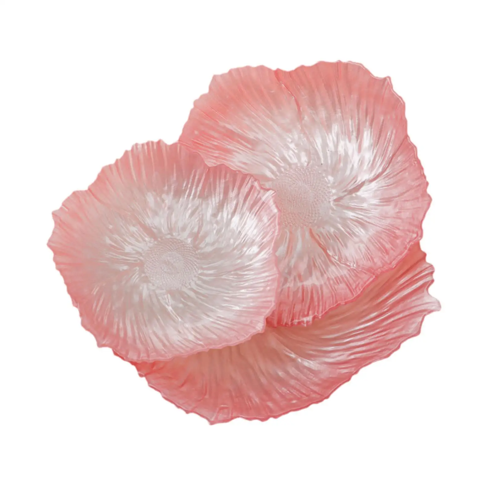 3Pcs Flower Shaped Glass Plate Stackable Cake Dessert Dish Entryway Key Bowl for Kitchen Counter Party Office Dining Room Home