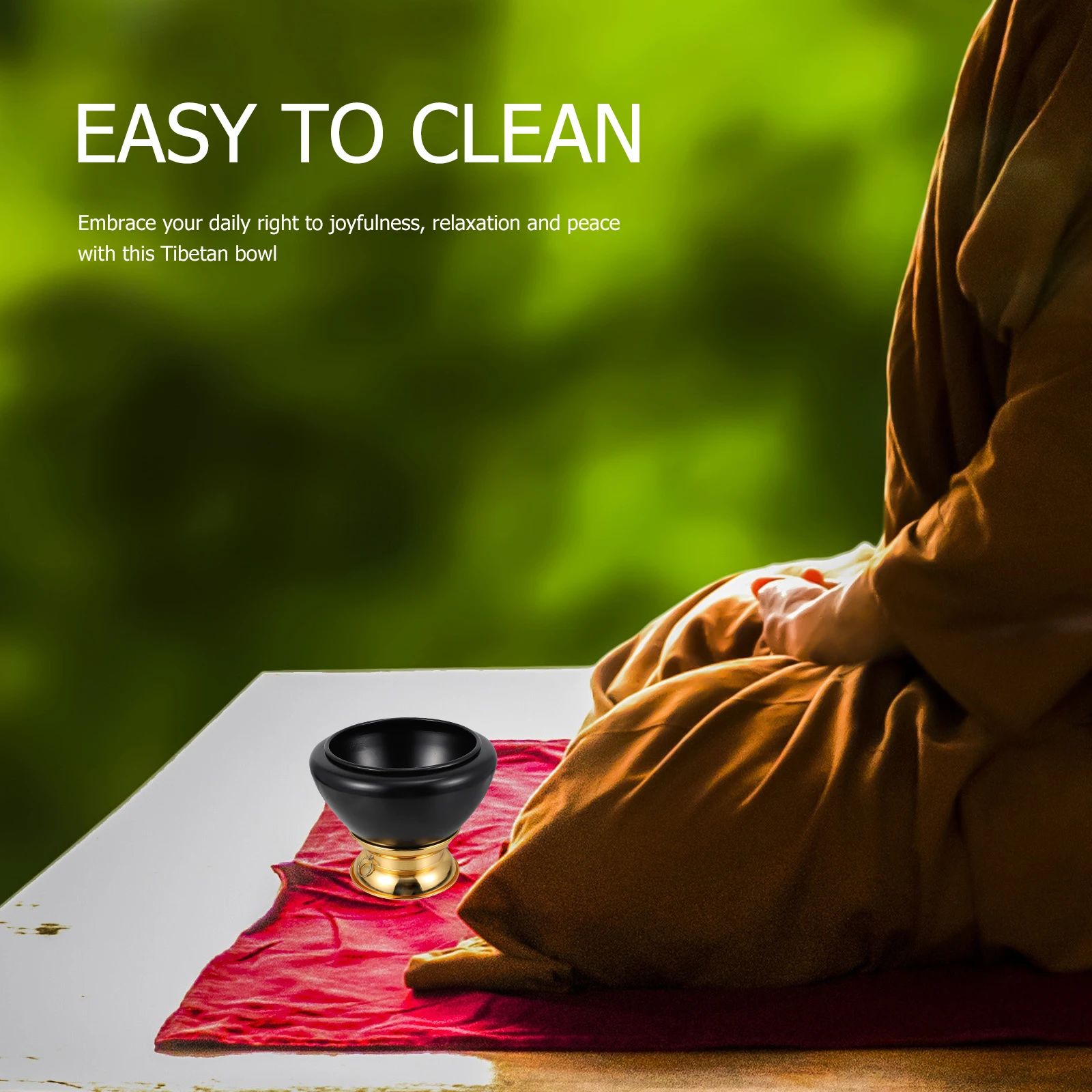 

1pc Handmade Tibetan Singing Yoga Meditation Sound Bowl Home Decor Buddhism Supply Desktop Ornament Multipurpose Bowl (Black)