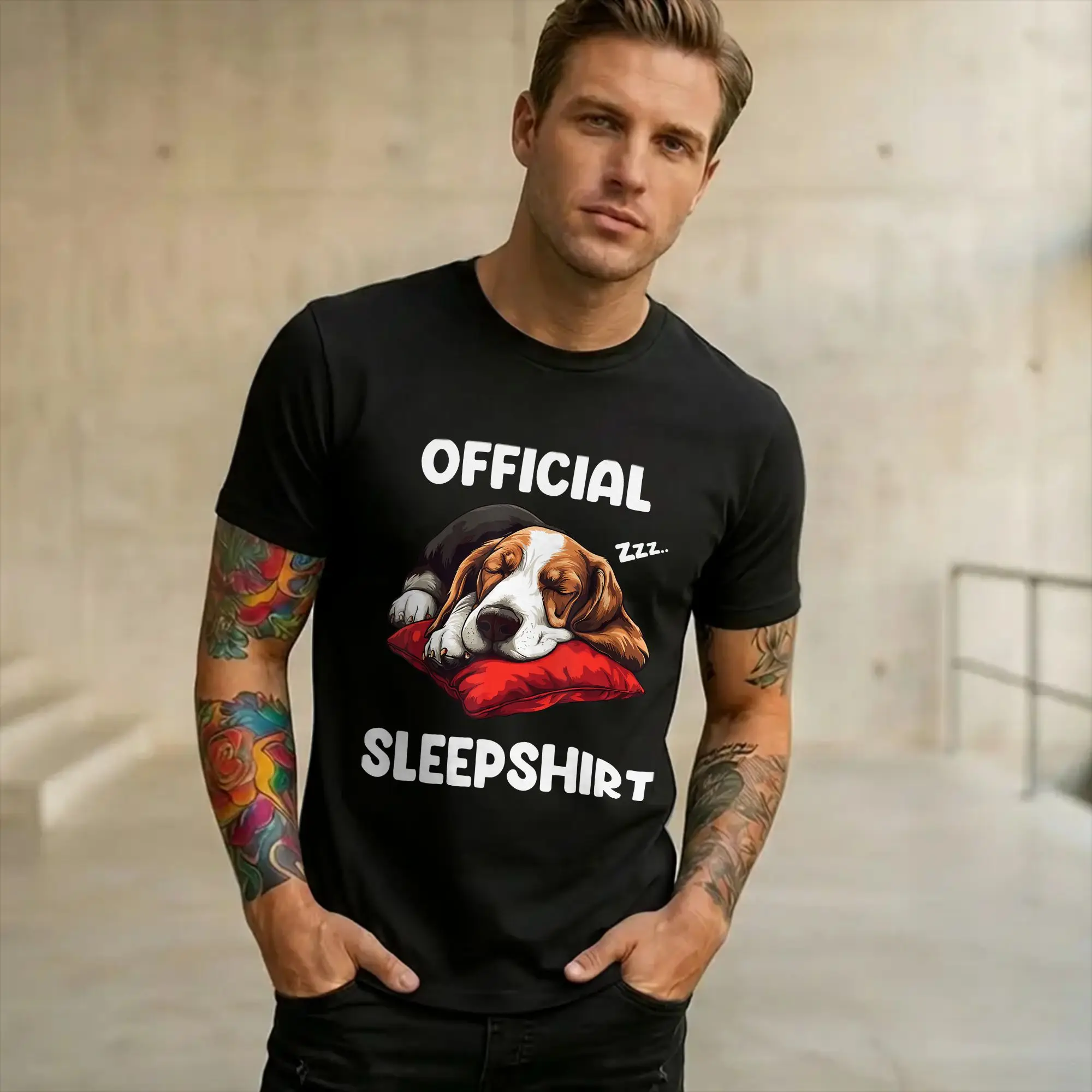 Fashion Official Basset Hound Sleepshirt Dog Lover Pajama Sleepwear T Shirt for Men Women 100% Cotton T-shirts Short Sleeve Tops