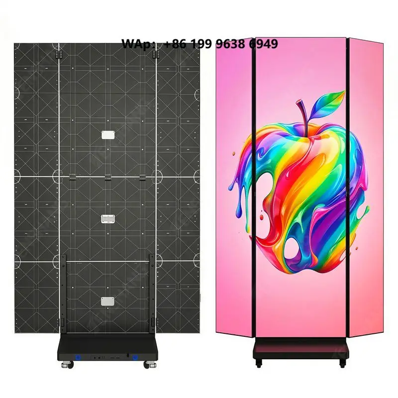Portable Foldable  Poster Screen, Double-Sided Tri-Fold  Display, P1.86 P2 P2.5 High Brightness for Commercial Advertising